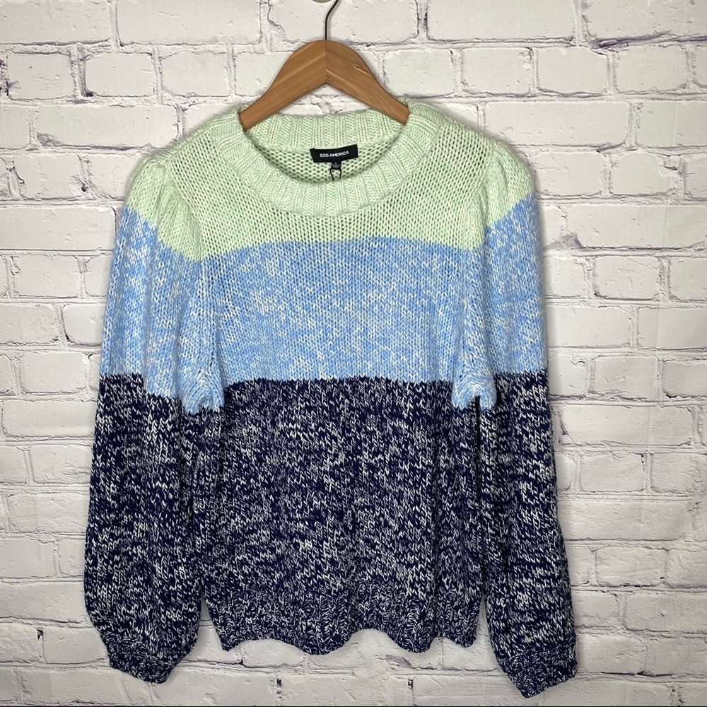 525 America Colorblock Balloon Sleeve Sweater - Picture 6 of 6